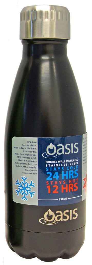 Oasis Insulated Stainless Steel Water Bottle - Matte Black (350ml) - D.Line