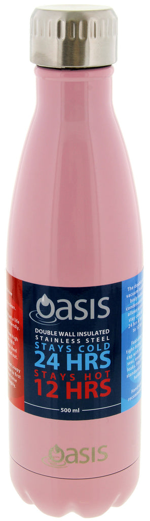 Oasis Insulated Stainless Steel Water Bottle - Powder Pink (500ml) - D.Line