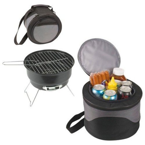 2 in 1 Portable Charcoal BBQ Grill with Cooler Bag