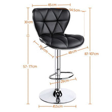 Load image into Gallery viewer, Adjustable Swivel High Back PU Leather Bar Stool (Pack of 2) - Black