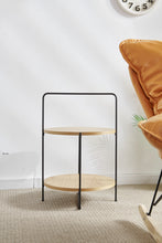 Load image into Gallery viewer, Fraser Country 2 Tier Oak &amp; Black Round Side Table