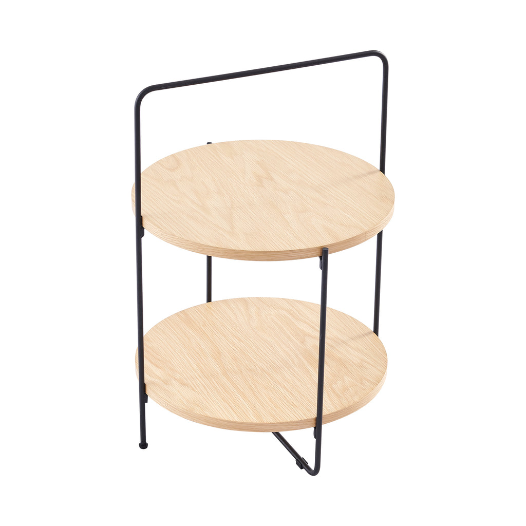 Fraser Country 2 Tier Oak & Black Round Side Table
