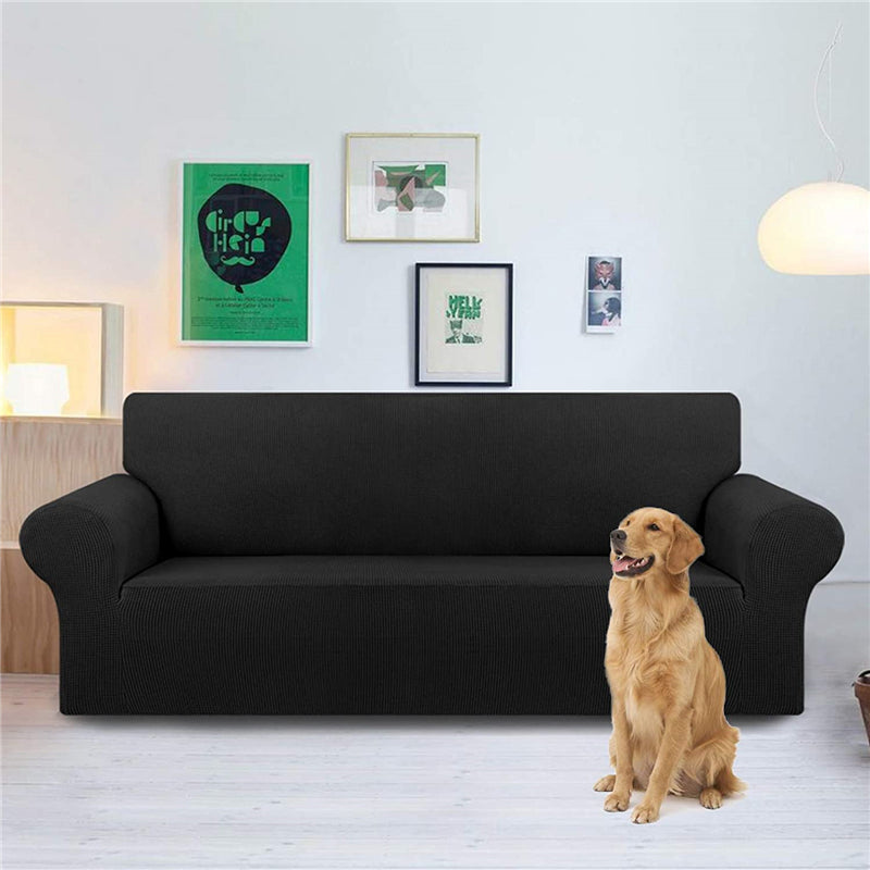 Stretch Sofa Slipcover - Black (4-Seat)