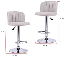 Load image into Gallery viewer, Adjustable Finest Grey Curved Bar Stool- Set of 2