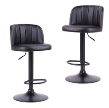 Load image into Gallery viewer, Adjustable Finest PU Curved Bar Stool (Pack of 2) - Black