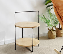 Load image into Gallery viewer, Fraser Country 2 Tier Oak &amp; Black Round Side Table