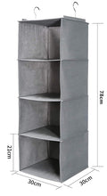 Load image into Gallery viewer, 4-Shelf Hanging Wardrobe Organiser - Grey (30x30x84cm)