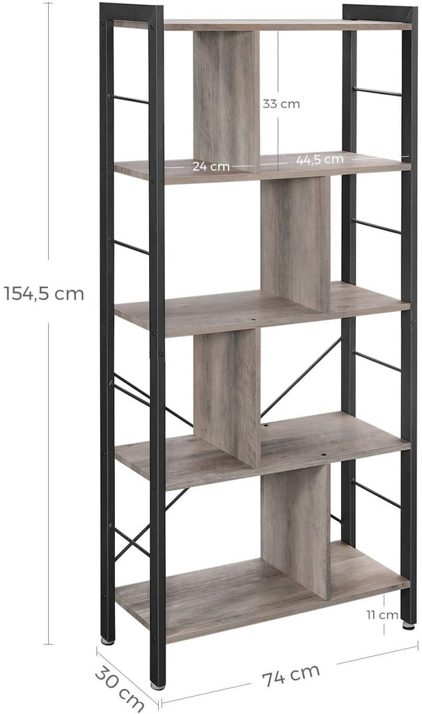 Vasagle : 4 Tiers Home Office Book Shelf - Greige and Black