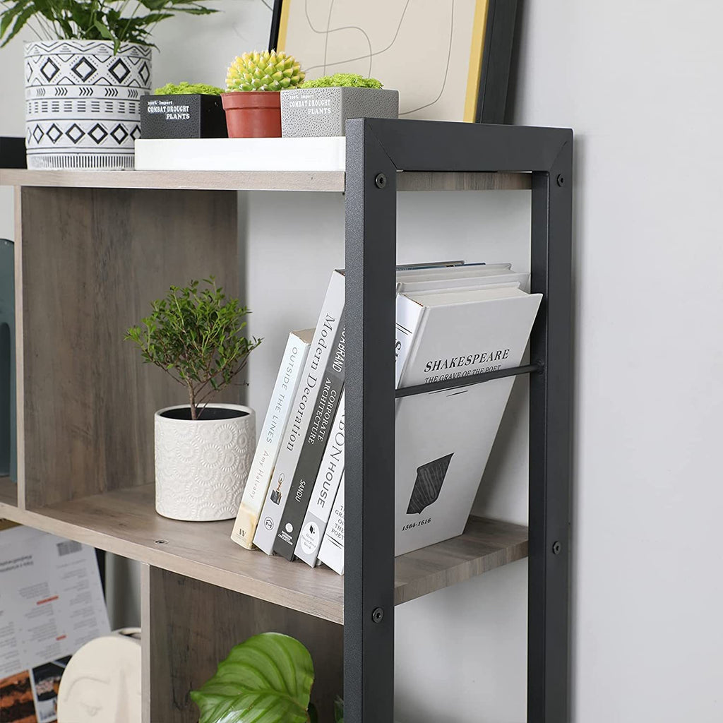 Vasagle : 4 Tiers Home Office Book Shelf - Greige and Black