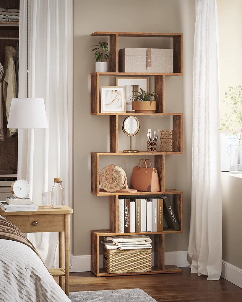 Vasagle Freestanding Decorative Wooden Bookcase - Rustic Brown