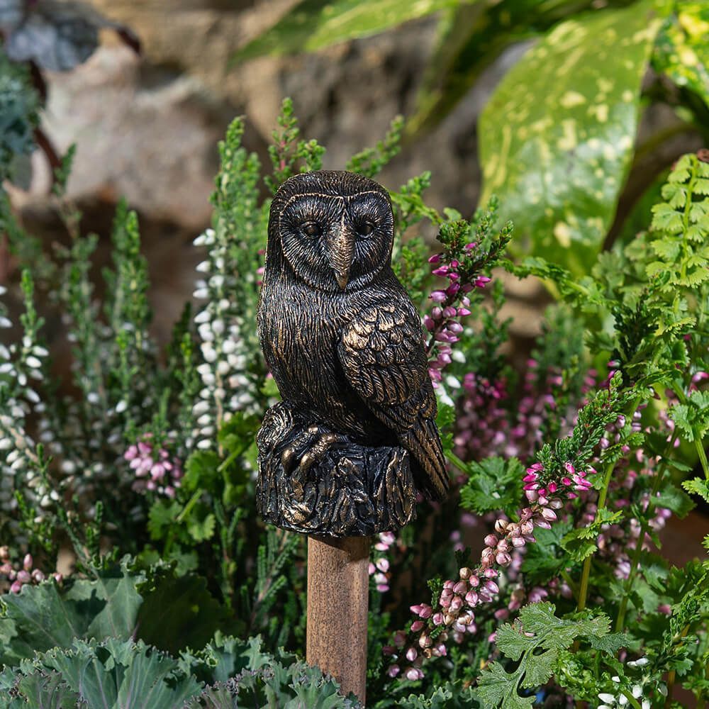Jardinopia Garden Décor: Antique Bronze Topper - Barn Owl - Jardinopia Garden Decor