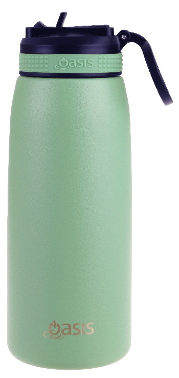 Oasis: Stainless Steel Insulated Sports Bottle W/Straw - Sage Green (780ml) - D.Line