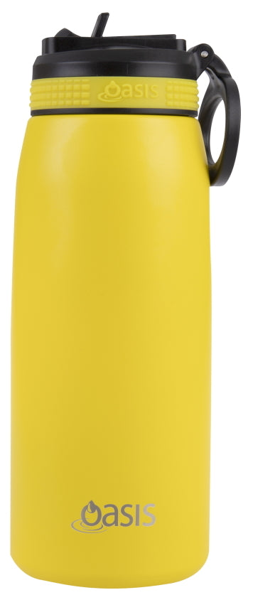 Oasis: Stainless Steel Insulated Sports Bottle W/Straw - Neon Yellow (780ml) - D.Line