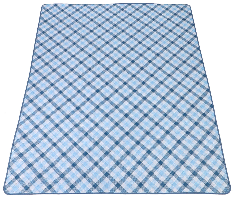 Sachi: Picnic Rug - Gingham Blue/Grey (175x140cm) - D.Line