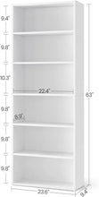 Load image into Gallery viewer, VASAGLE 6-Tier Open Bookcase with Adjustable Storage Shelves - White