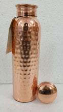 Load image into Gallery viewer, Ayurveda Copper Hammered Water Bottle (1L)