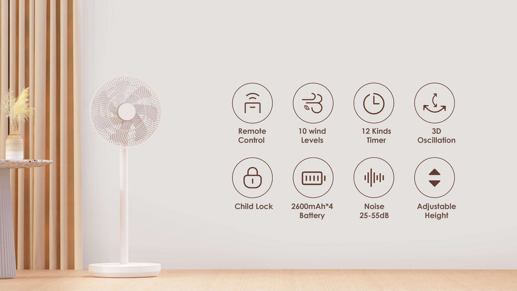 Smart Ape Height-Adjustable Wireless Pedestal Brushless Fan with Remote Control