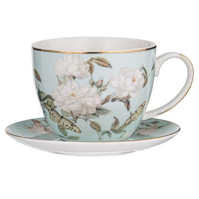 Ashdene: Elegant Rose Mint Teacup & Saucer
