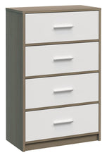 Load image into Gallery viewer, Fraser Country: Lada Home 4 Drawer Storage Dresser - Grey &amp; White With Silver Handle