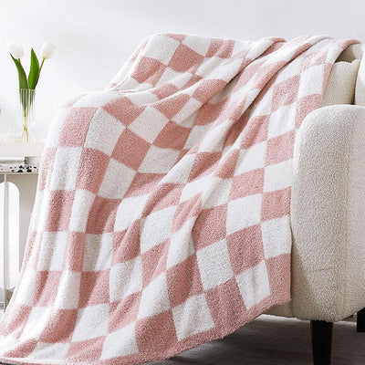 COMFEYA Cosy Checked Blanket 130x160CM - Pink