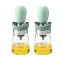 Load image into Gallery viewer, OZZYCOOK 2 Pack 2-in-1 Glass Olive Oil Bottle and Brush - Green