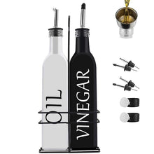 Load image into Gallery viewer, COOKOZZY Oil and Vinegar Glass Dispenser Bottles - White + Black