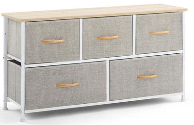 Ovela: 5 Drawer Storage Chest - Beige