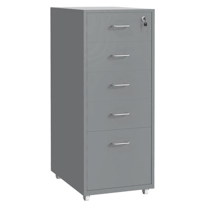 Gorilla Office - Mobile Metal 5 Drawer Cabinet - Grey