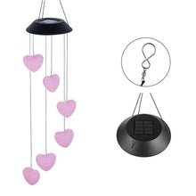 Load image into Gallery viewer, LUMIRO Outdoor Solar Heart Shaped Decorative Wind Chime - Pink