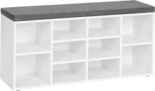 Load image into Gallery viewer, VASAGLE Shoe Bench Storage Cabinet with Cushion - White