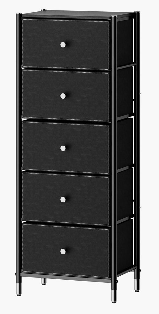Fraser Country 5 Drawer Storage Dresser - Black / Silver