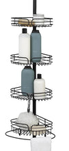 Load image into Gallery viewer, STORFEX Rust-Resistant Corner Shower Caddy with Towel Bar and Hooks - Black