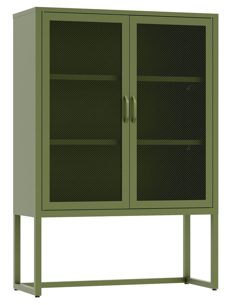 Fraser Country Milan Metal Cabinet Two Mesh Doors - Olive Green