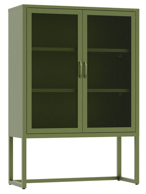 Fraser Country Milan Metal Cabinet Two Mesh Doors - Olive Green