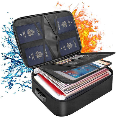 STORFEX Fireproof 3-Layer Collapsible Document Organizer - Black