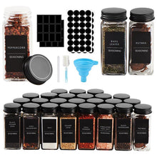 Load image into Gallery viewer, STORFEX 24-Pack 120ml Glass Spice Jars with Labels - Black