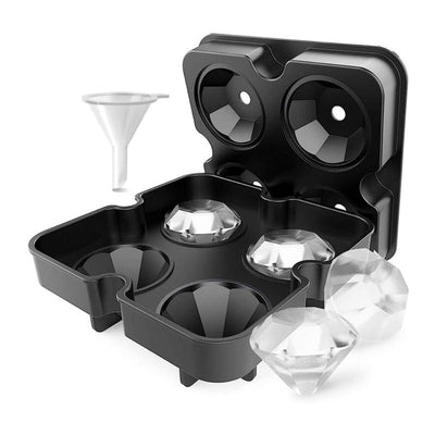 Diamond Ice Cube Mold - Food Grade Silicone, Easy Release, Black