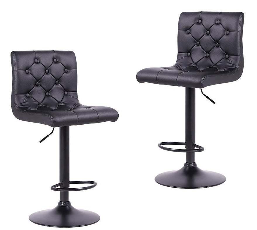 Fraser Country Adjustable Finest Black PU Leatherette Button Bar Stool (2/Pack)