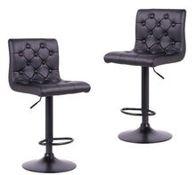 Load image into Gallery viewer, Fraser Country Adjustable Finest Black PU Leatherette Button Bar Stool (2/Pack)