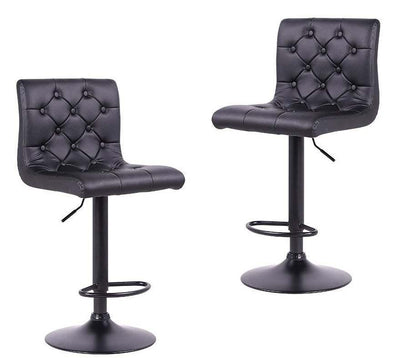 Fraser Country Adjustable Finest Black PU Leatherette Button Bar Stool (2/Pack)