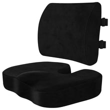 Load image into Gallery viewer, COMFEYA Memory Foam Seat Cushion and Lumbar Support Pillow - Black