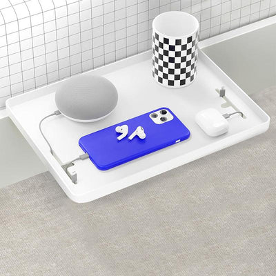 STORFEX 2 Pack Bed Side Table Tray Organizer - White