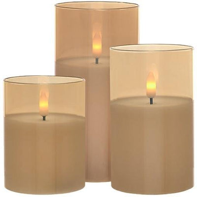 Maxwell & Williams: Let's Get Lit LED Flameless Candle Glass Hurricane - Gold (Set of 3)