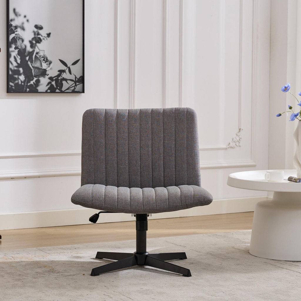 Gorilla Office- Ribbed Faux Linen Office Chair Light Grey