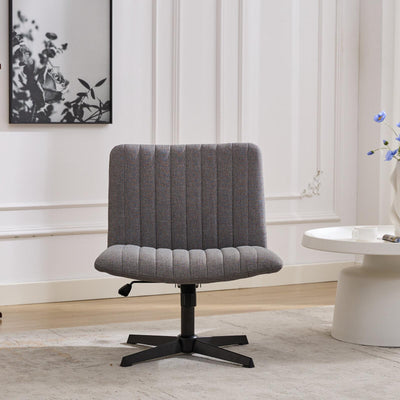 Gorilla Office- Ribbed Faux Linen Office Chair Light Grey