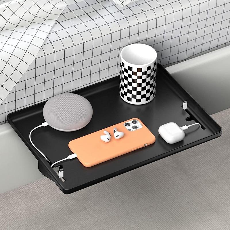 STORFEX 2 Pack Bed Side Table Tray Organizer - Black