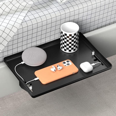 STORFEX 2 Pack Bed Side Table Tray Organizer - Black
