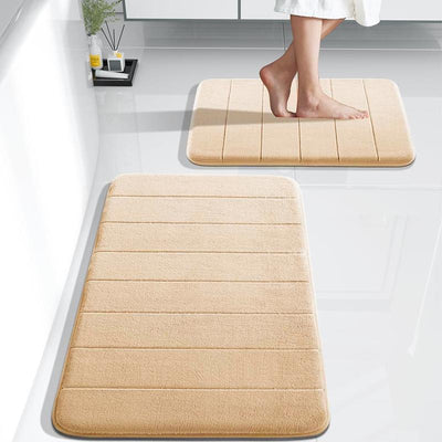 COMFEYA 2 Pack Bath Mat Set - Beige