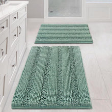 Load image into Gallery viewer, COMFEYA 2pcs Non Slip Shaggy Chenille Bathroom Mat Set - Green
