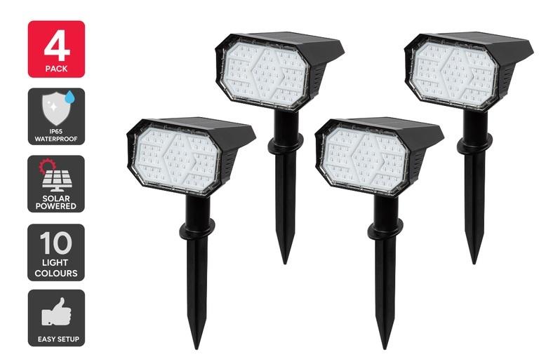 RGB Solar Garden Spot Lights (4 Pack) - Kogan